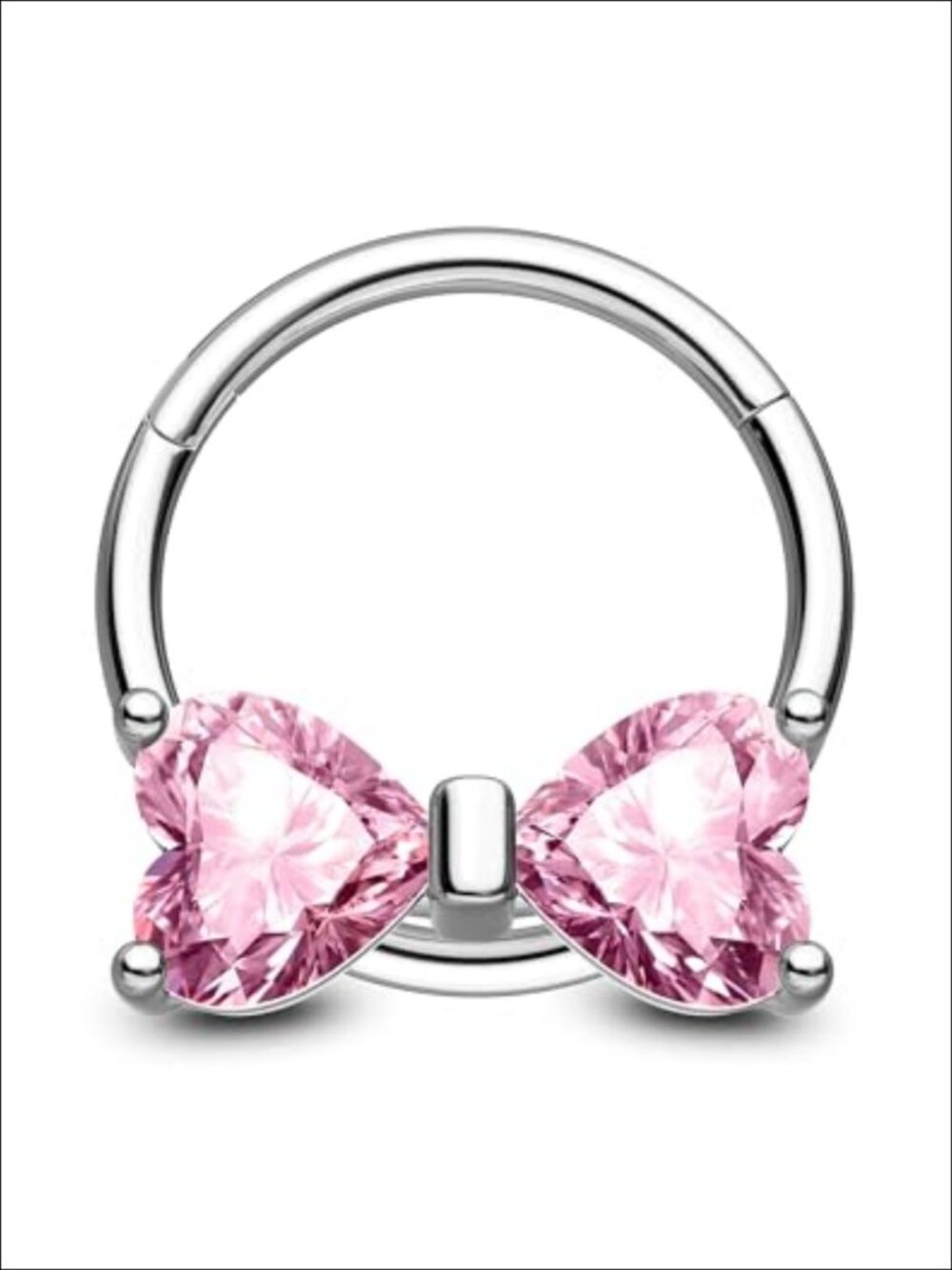 16G Surgical Steel Septum Ring Heart Bow CZ Hinged Daith Helix Cartilage Hoop